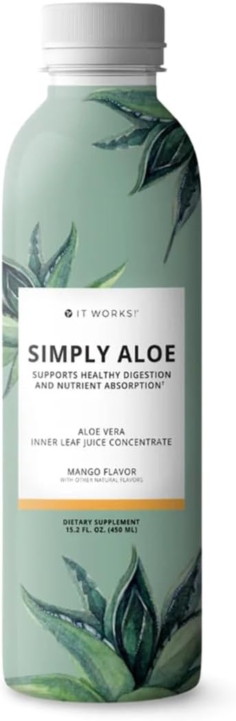 お問い合わせ 単にアロエ - マンゴーフレーバー - 15.2 Fl Oz - リフレッシュ、栄養価の高い飲み物 - Aloe Veraインナーリーフジュース濃縮 - 健康的な消化、栄養吸収、および全体的なウェルネスをサポート