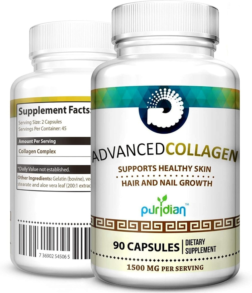 Colageno Hidrolizado para Mujer Pastillas アドバンスト Collagen + パラ カラ, Cabello, Uñas Y Piel Saludable - 90 Capsulas De 1500 mg De Colágeno Puro Y Natural
