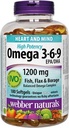 Webberナチュラルオメガ3-6-9高効力1200mg・フィッシュ、フラックス&ボルジ、180ソフトジェル