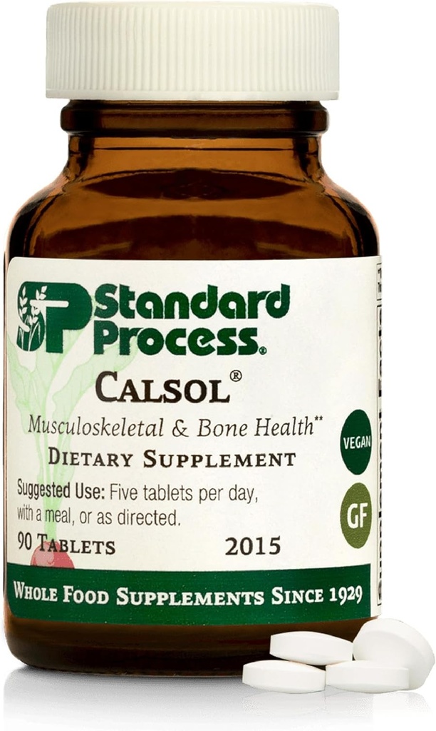 Standard Process Calsol - Musculoskeletal & Bone Health Supplement - Skeleton Nutrition Supplement with Calcium & Phosphorus - Aids Nervous System & Soft Tissue - Vegan & Gluten-Free - 90 Tablets