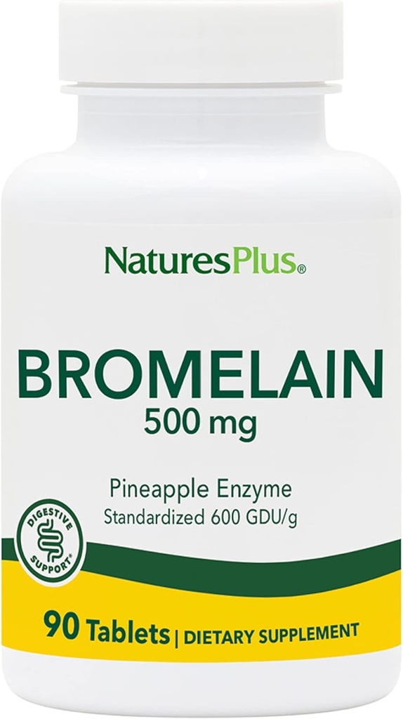 Natures Plus Bromelain - 500mg、90ベジタリアンタブレット - ナチュラルプロテオリンサプリメント - グルテンフリー - 90サービング
