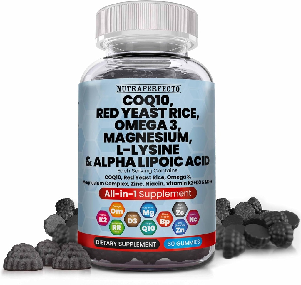 L-Lysine Coq10アルファリポ酸は大人および子供のための赤いイースト米のマグネシウムのGummy-アミノ酸の補足のオメガ3 Niacin亜鉛ビタミンK2 D3 B3 -女性および人のためのビタミン- 60のGummyのくま