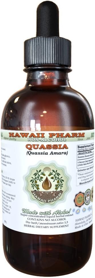 Quassiaアルコールフリー液体エキス、Quassia(Quassia Amara)ドライバークグリセライトナチュラルハーブサプリメント、ハワイファーム、米国2 fl.oz