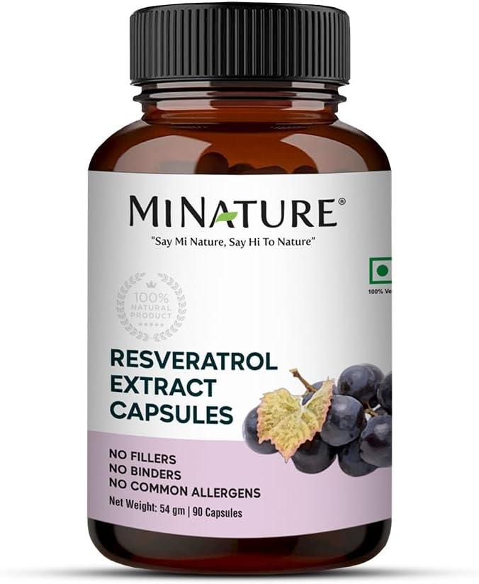 ミニチュアレスベラトロール抽出カプセル | スーパーフードサプリメント|500mg、90ベジーカプセル、45日供給、54g | ピュア&ナチュラル | 化学物質無料保存料無料| ビーガン | インド製