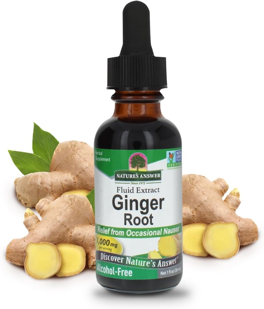 Nature's Answer Ginger Root アルコールフリーエキス 1 オンス | サポート胃機能 | ヴィーガン | ベジタリアン | ノンGMO | グルテンフリー