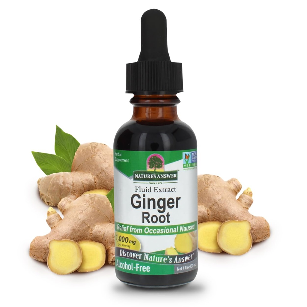 Nature's Answer Ginger Root アルコールフリーエキス 1 オンス | サポート胃機能 | ヴィーガン | ベジタリアン | ノンGMO | グルテンフリー