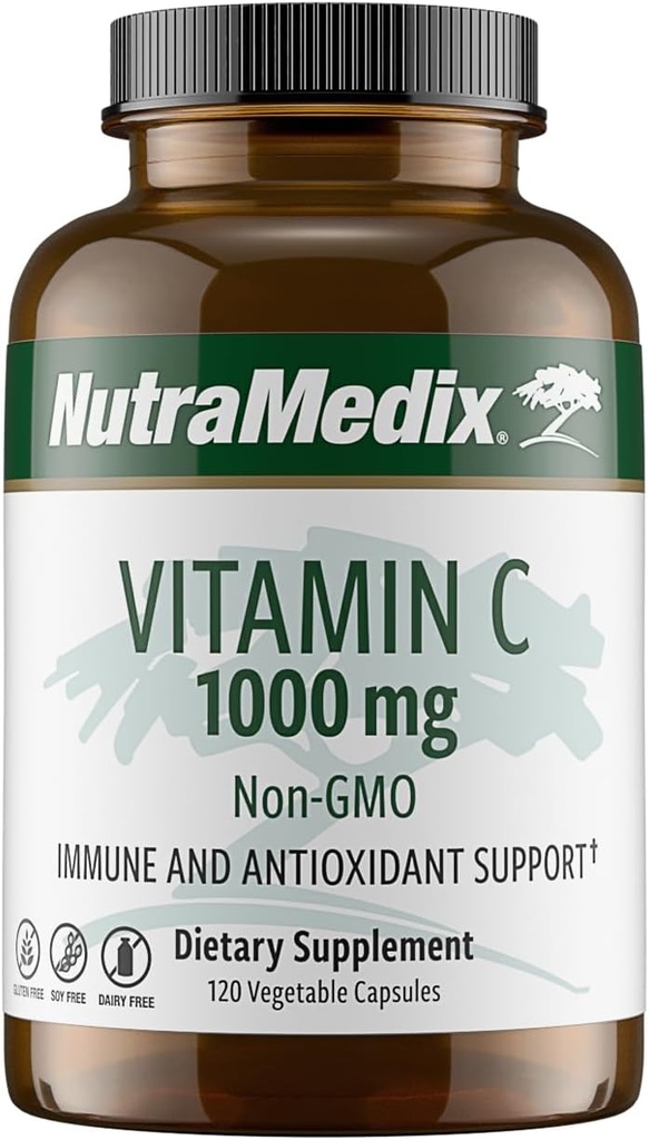 NutraMedix Vitamin C 1000mg - Antioxidants Supplement for Immune Support & Heart Health - Vitamin C from Ascorbic Acid - Vegan, Non-GMO (120 Vegetarian Capsules)
