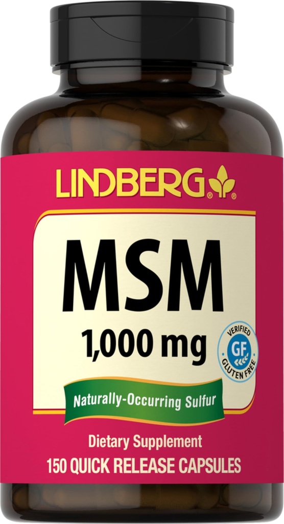 リンバーグ MSM カプセル 1000mg | 150 丸薬 | 女性と男性のためのサプリメント | Methylsulfonylmethane | 非GMO、グルテンフリー