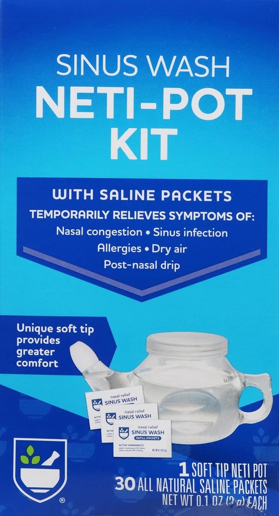 Rite Aid Neti Pot 鼻リンスキット 30枚入り ソルトパック 1枚 キット | Sinus Rinse for 大人・子供向け | Sinusリリーフ