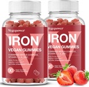 Iron Gummies Supplements for Women & Kids - Multivitamin with Iron Gummy for Blood Oxygen, Great Tasting Gummies with Vitamin C for Max Absorption, Vegan Chewable(180 Count, Strawberry)