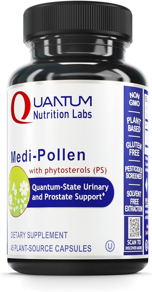 QNL Quantum Medi-Pollen - 男性の前立腺の健康の補足 - 前立腺と尿路の健康をサポート - ビーガン尿の健康のサプリメント - 45植物由来のカプセル