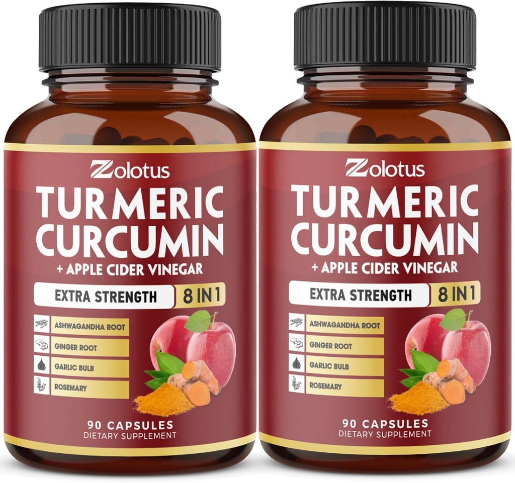 2packs 90のカプセルのTurmeric Curcumin + AppleのCinder Vinegarのカプセル、Ashwagandha、ジンジャー、95%の標準化されたCurkinoidsの接合箇所及び吸収サポートとの6か月の供給