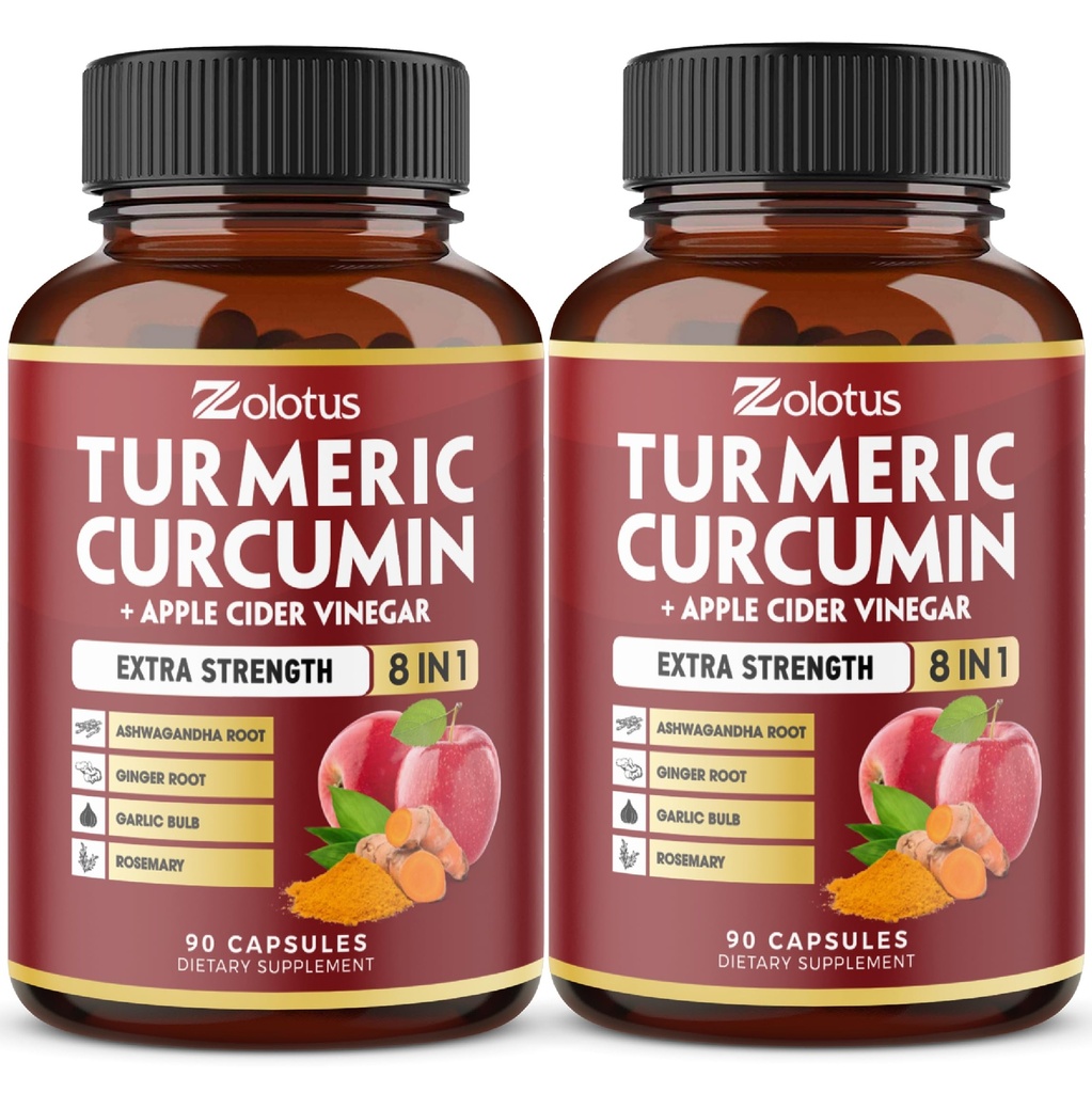 2packs 90のカプセルのTurmeric Curcumin + AppleのCinder Vinegarのカプセル、Ashwagandha、ジンジャー、95%の標準化されたCurkinoidsの接合箇所及び吸収サポートとの6か月の供給