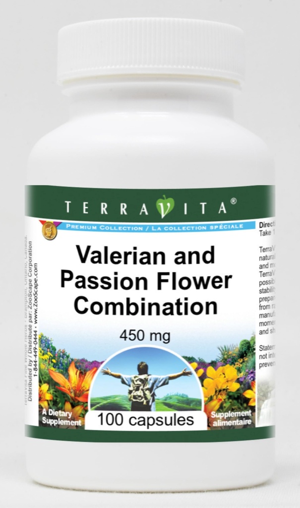 Valerian and Passion Flower Combination - 450 mg (100 Capsules, ZIN: 513631)