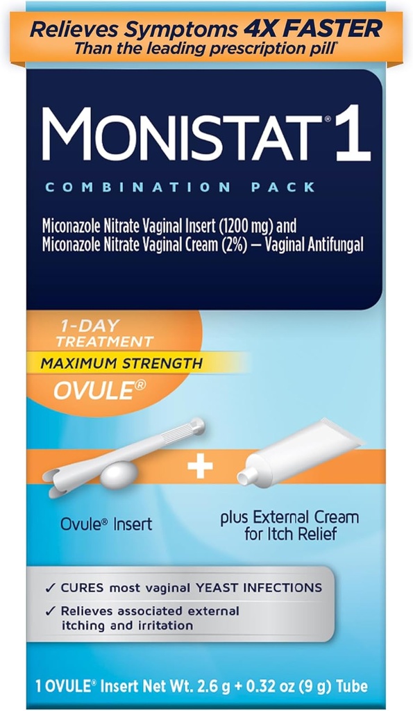 Monistatの女性のための1日のイースト感染症の処置、1 Miconazole Ovuleのインサート及び外的なMonistatの反イッチのクリームの束