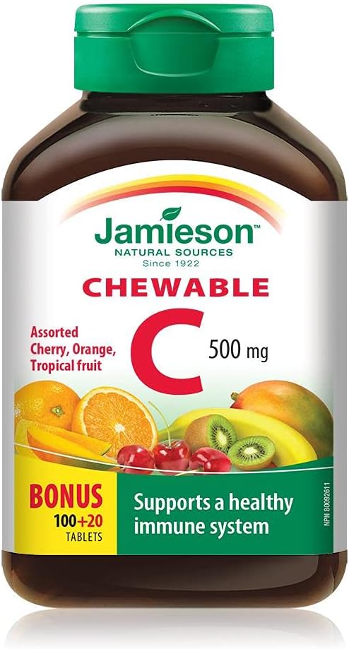 JamiesonのビタミンCはフルーツ500mg 120のタブレットを混合しました