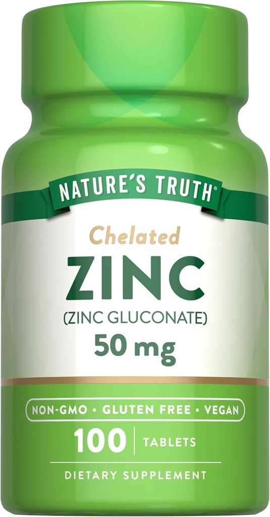 Nature's Truth Chelated亜鉛50mg錠 - 100カラット、2のパック