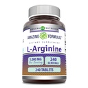 アメージングフォーミュラ L-アルギニン1000mg錠 | 女性&男性用アミノ酸サプリメント | 非GMO | グルテンフリー | 米国製 (240カウント)