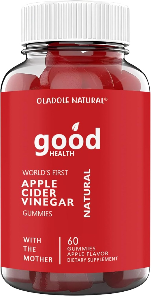 Oladole Apple Cider Vinegar Gummies with Mother - 60 Gummies | おいしいACVサプリメント | ACV Gummy | ビタミンB12、B9、Pomegranate、ビートルート | ゼラチンフリー、グルテンフリー、ビーガン