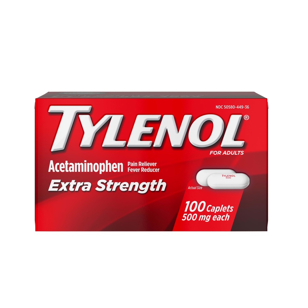 Tylenolの余分強さの痛みの軽減の丸薬、アセトアミノフェン500mgの小口、頭痛、歯痛及びマイナー関節炎、100の計算のびんのための痛みのレバーおよびフィーバーの減力剤の薬