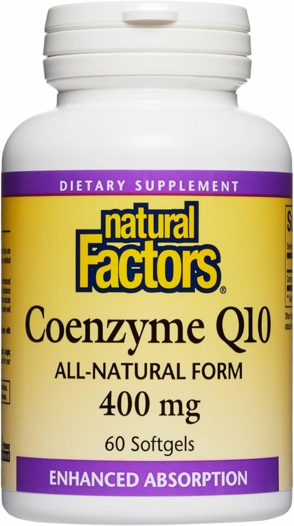 Natural Factors Coenzyme Q10 - Antioxidant Support Supplement Supports Cellular Energy Production - Better Absorption Aids Healthy Heart Function - 400 mg, 60 Softgels (60 Servings)