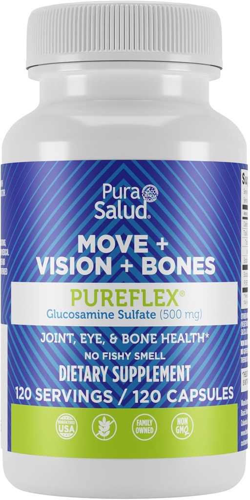 Basic Brands Pura Salud Pureflex Glucosamine Sulfate 500mg, 120 Count (Pack of 1)