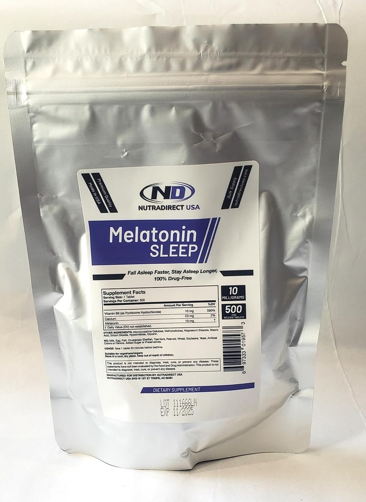 NutraDirect Melatonin 10mgの時間解放- 500のタブレット