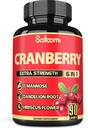 Satoomi 6in1 Cranberry Pills for Women - 3-Month Supply - 6 Herbal Ingredients Extract - 90 Veggie Capsules