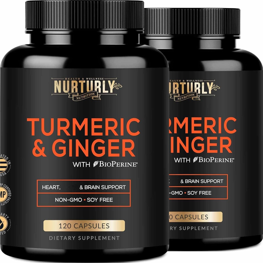 バイオパイン&ジンジャー、ブラックペッパーと95%クルクミノイド - ハースのための高吸収性ターメリックサプリメント - 非GMO、グルテンフリー - 240カプセル