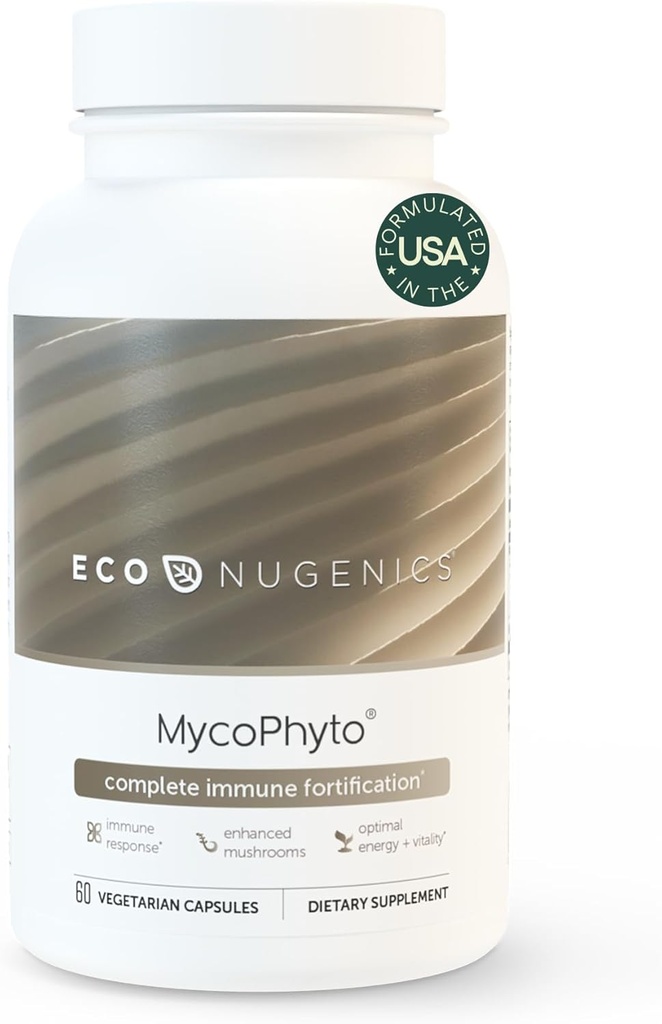 EcoNugenics MycoPhytoコンプレックス:集中免疫サポートのためのマッシュルームサプリメント - 60カプセル - トルコテール、礼儀、コルディセプ、舞茸&その他 - エネルギー、ガット健康&向知性脳サポート