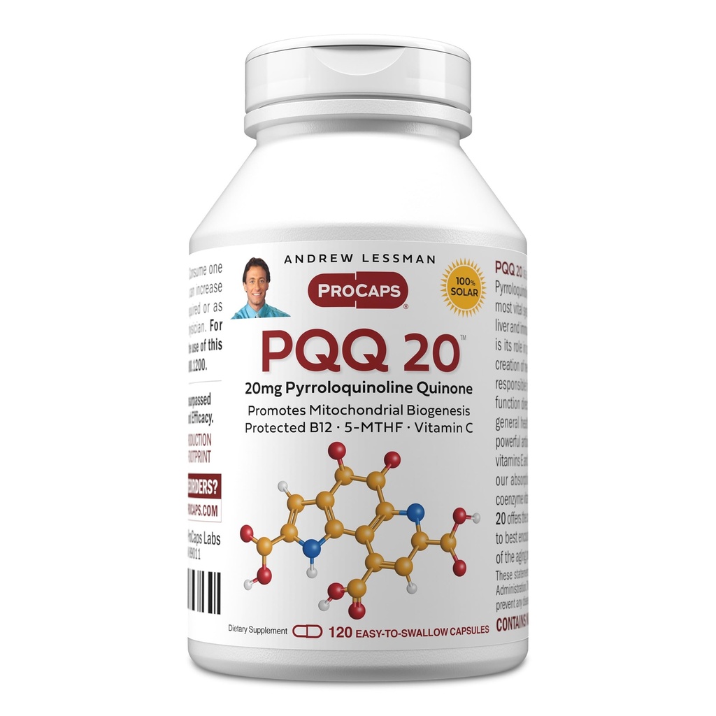 ANDREW LESSMAN PQQ20mg - 120カプセル - 20mg Pyrroloquinolineキノン、自然保護コンパウンドはバイタルオガン、ハート、脳、肝臓、免疫システムをサポートしています。 ミトコンドリアバイオジェネシス、添加剤なし