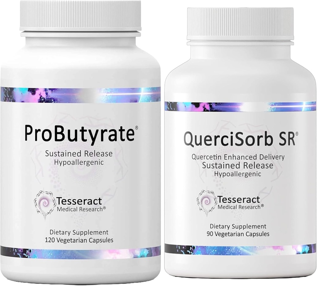 Tesseract Gut & Immuneサポートバンドル - ProButyrate 600mg & QuerciSorb SR Quercetin 400mg、120 + 90カプセル、Gastrointestinal & Immune Health、Hypoallergenic