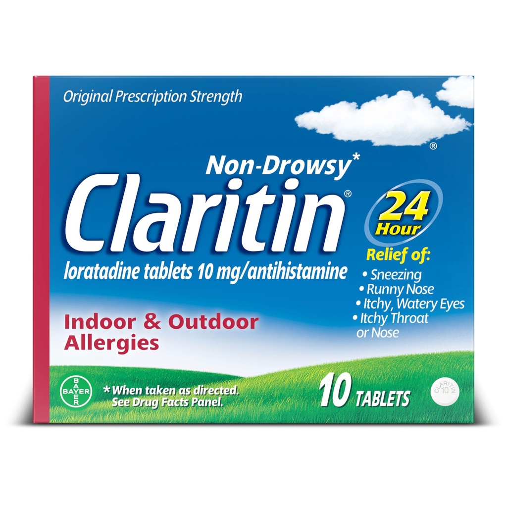 Claritin 24 HR非眠気アレルギー薬、Loratadine抗ヒスタミン錠、10 Ct