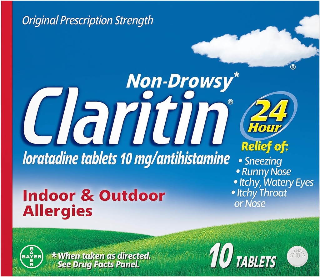 Claritin 24 HR非眠気アレルギー薬、Loratadine抗ヒスタミン錠、10 Ct