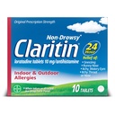 Claritin 24 HR非眠気アレルギー薬、Loratadine抗ヒスタミン錠、10 Ct