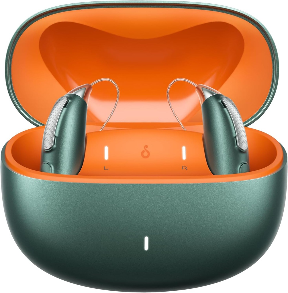 充電式のBluetooth補聴器 - OTC - スマートフィッティング - RIC(受信機内運河) ノイズリダクション設計 - 充電ボックス、グリーンが含まれています