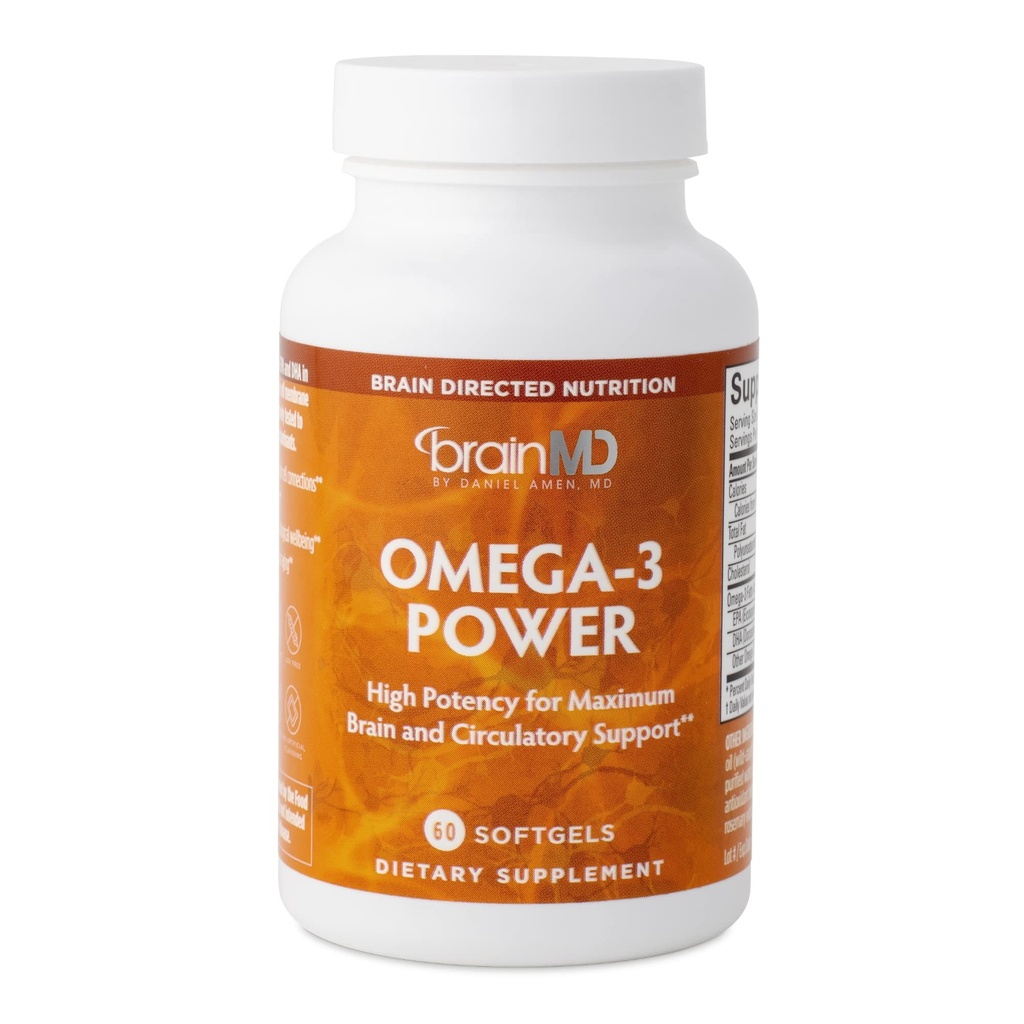 BRAINMD Dr Amen Omega-3 Power - 60カプセル - ジョイント&免疫サポートサプリメント - DHAとEPAが含まれています - グルテンフリー - 30のサービング
