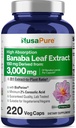 NusaPure バナナ リーフ 20:1 抽出物, 150 mg に等価 3,000 mg Veg キャップ, 220 日の供給 (非GMO & ビーガン) 2% コロロ酸