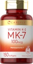 カーライルビタミンK2 MK7 100 mcg | 150 Softgels | 非GMO、グルテンフリーサプリメント