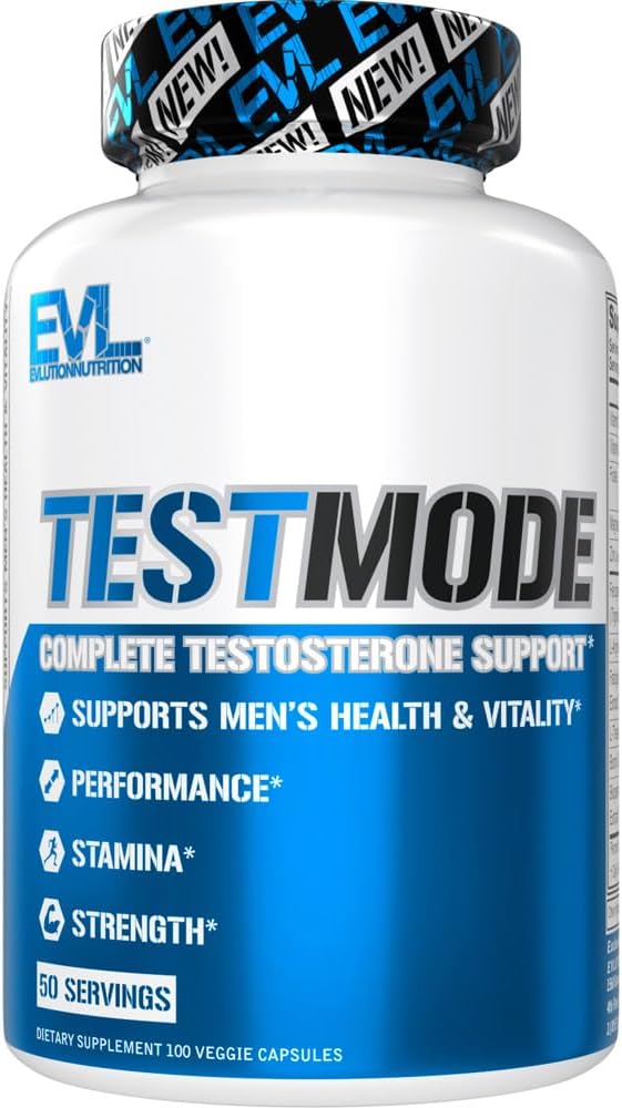 Evlution Nutrition TestMode - 完全なテストステロンサポート - 男性のためのテストステロンサプリメント - 男性の健康とバイタリティをサポート - パフォーマンス、スタミナ&強度 - 50 給餌 - 100 ベジギーカプセル