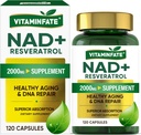 NAD +サプリメント2000mg - 120カプセル真NAD +&レスベラトロール、NMN代替サポートアンチエイジング、セルラーエネルギー&修理、男性と女性のための代謝と脳ブースト