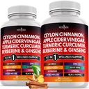 セイロンシナモン、ターメリック、Apple Cider Vinegar、Ginseng、アロエベラ、バナバ、ジンジャールート - 120カウント