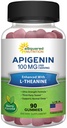 L-テアニン100mgグミとアピゲニン100mg - 睡眠のためのアピゲニンサプリメント - カプセル、丸薬、パウダー&ティーに代替天然エキスガミ - サービングあたり2