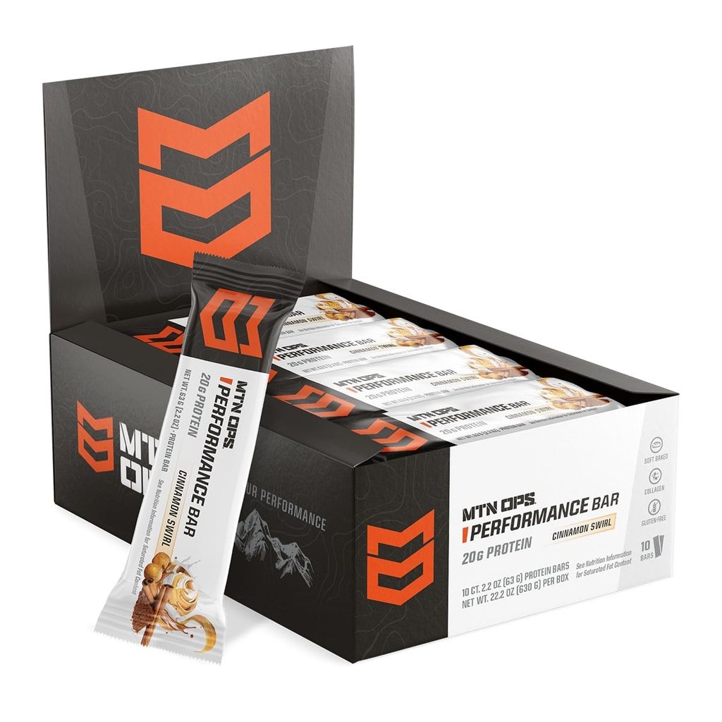 MTN OPS によって曇らされるシナモンの渦の蛋白質棒、Whey の隔離剤が付いている高い蛋白質及び粘着性がある集中し、コラーゲン、低い砂糖、グルテンフリーの 10 の計算