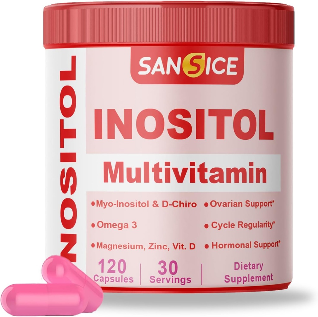 Myo&D-Chiro Inositolマルチビタミンカプセル、2000mg Myo-Inositol&50mg D-Chiro Inositol 40:1ブレンド、女性ホルモン(120カプセル)のためのビタミンB8サプリメント