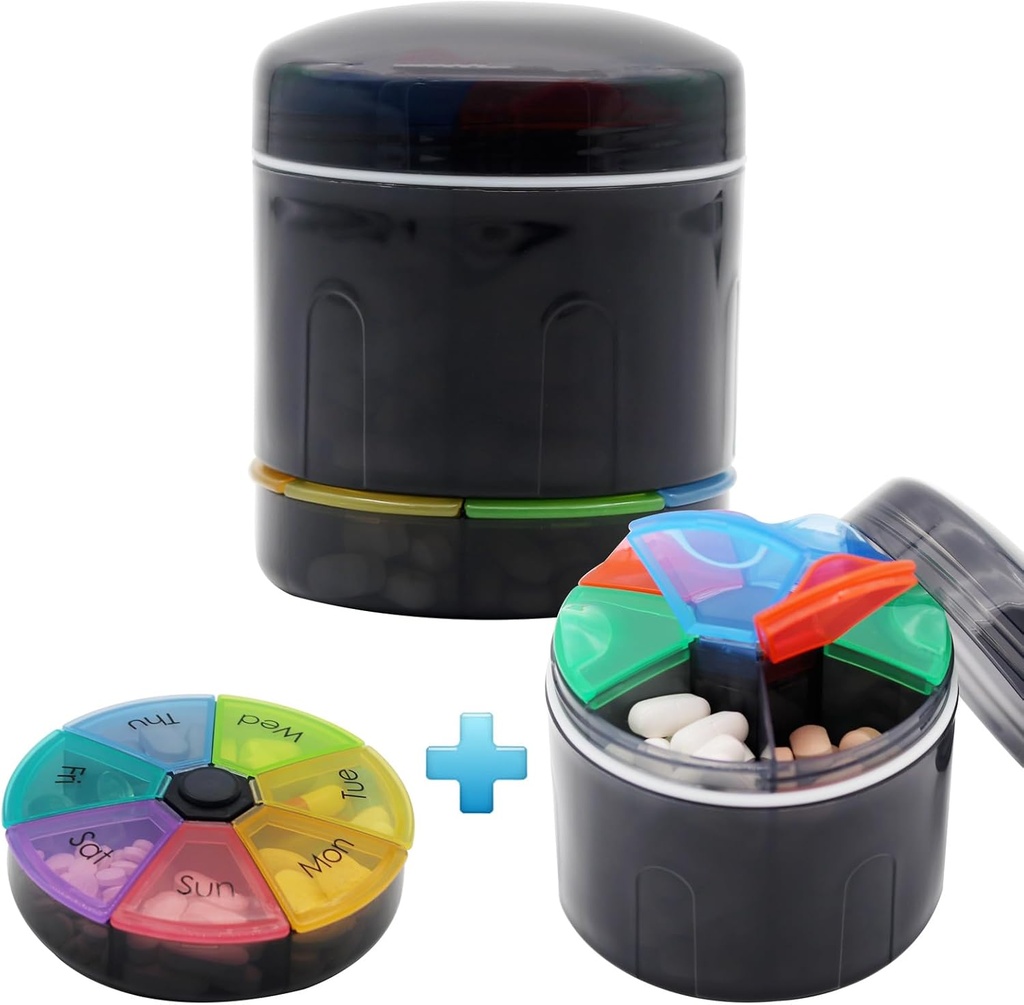 二重層7のコンパートメントの薬箱の毎月の丸薬のオルガナイザーが付いている余分大きい携帯用丸薬の箱(大きいびん)