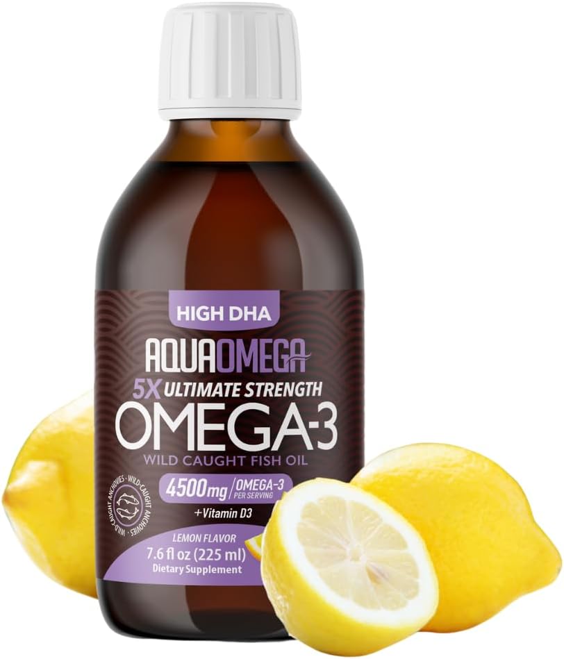 5X最終的な強さのオメガ3の魚油の液体、高いDHAおよびEPA Omega3脂肪酸、ビタミンD、7.560のfloz、レモン味のの高い効力オメガ3の魚油の補足
