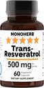 トランスレスベラトロール500mg - 60ベジーカプセル  カプセルあたり250mg - サービングサイズ2カプセル:500mg - 30サービング
