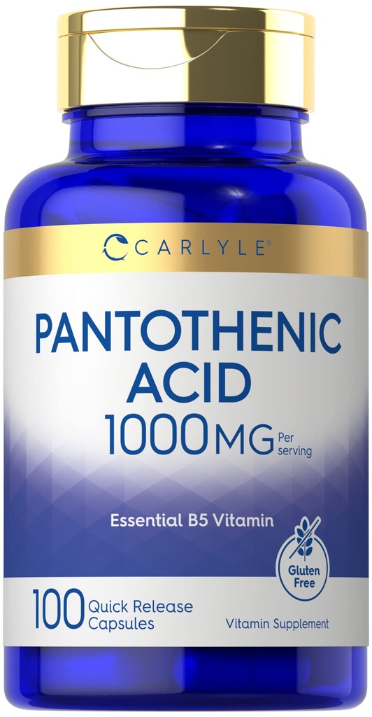 カーライルパントテン酸 | 1000mg | 100カプセル | エッセンシャルB5ビタミン | ノンGMO、グルテンフリーサプリメント