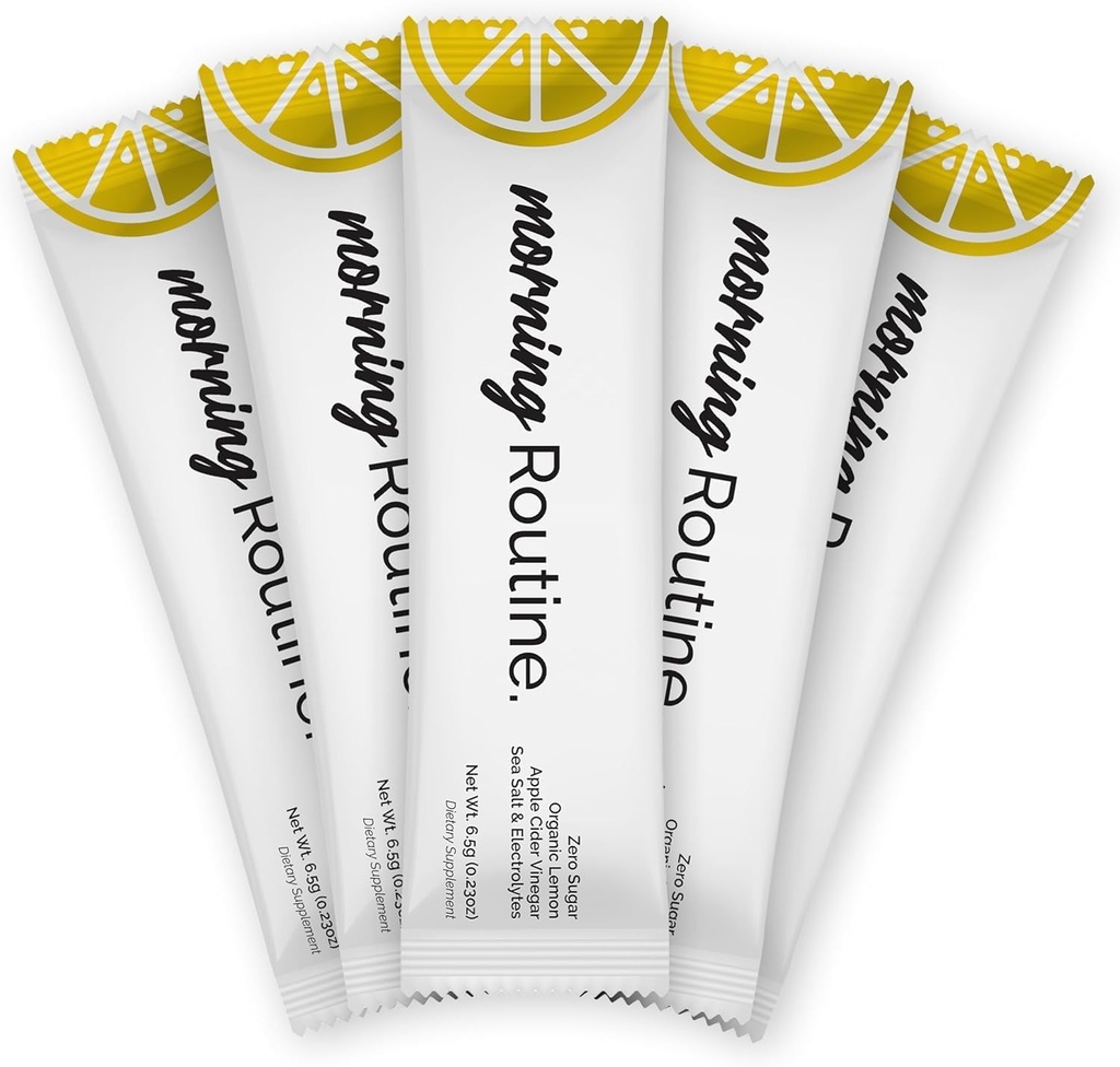 ROUTINE モーニングデイリーハイドレーション | アップルサイダーワインガー、レモン、シーソルトの電解質パウダーパケット | ケト&ペレオフレンドリー 電解ドリンクミックス(5パック)